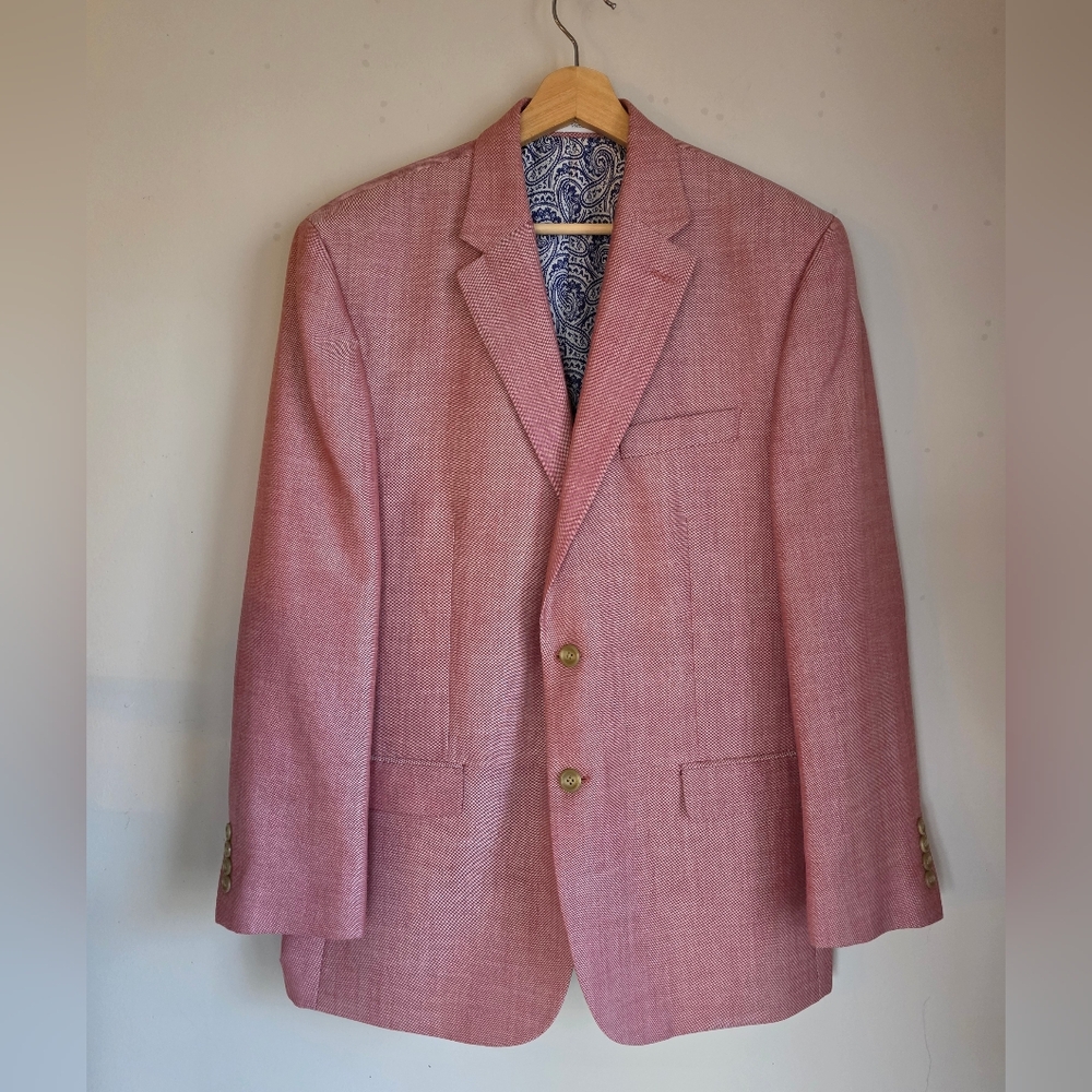 Chaps Pink Two-Button Sport Coat with Paisley Lining NEW 42R